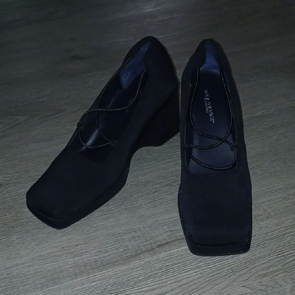 Reaction Kenneth Cole black block 3.25" heel square toe Sz 7.5 NWOT